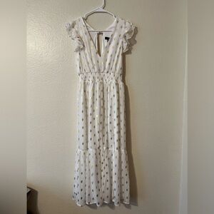 White and Gold Polka Dot Dress